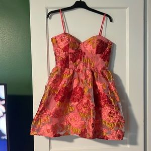 BRAILEY MINI DRESS - SWEETHEART BUSTIER DRESS IN PINK JACQUARD